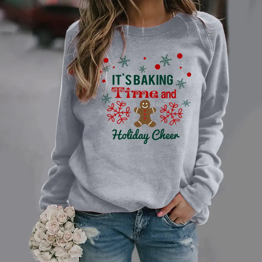 Women's Holiday Cheer Sweatshirt Yellow Round Neck - Image 15
