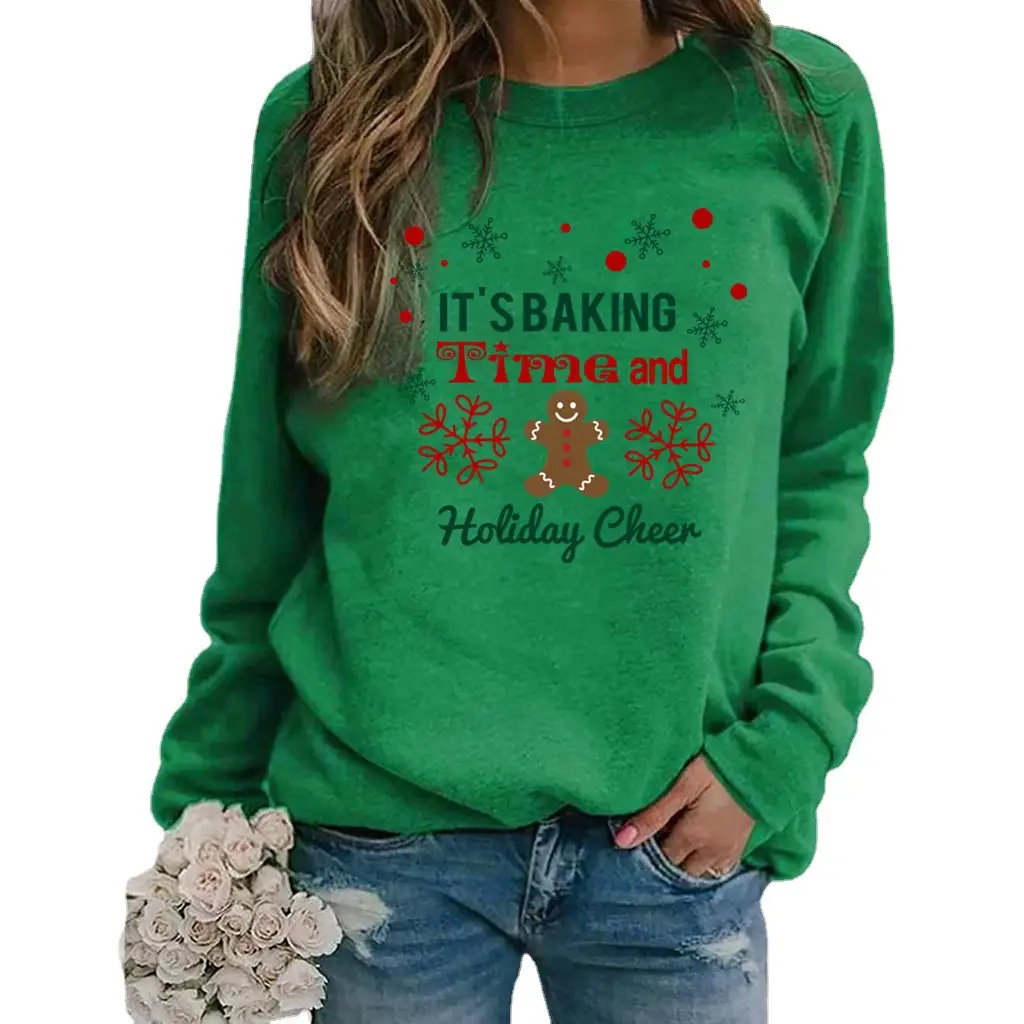 Women's Holiday Cheer Sweatshirt Yellow Round Neck - Image 16