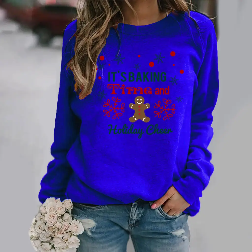 Women's Holiday Cheer Sweatshirt Yellow Round Neck - Image 10