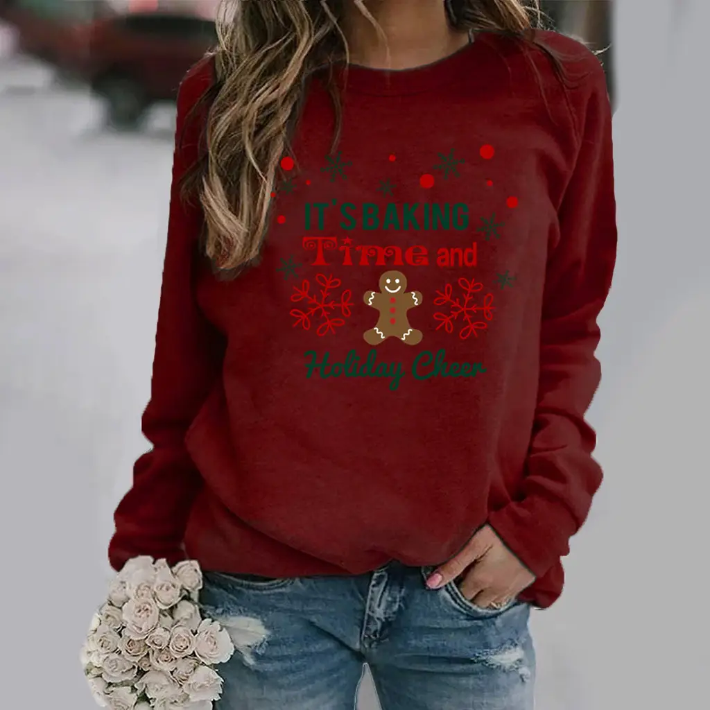 Women's Holiday Cheer Sweatshirt Yellow Round Neck - Image 11