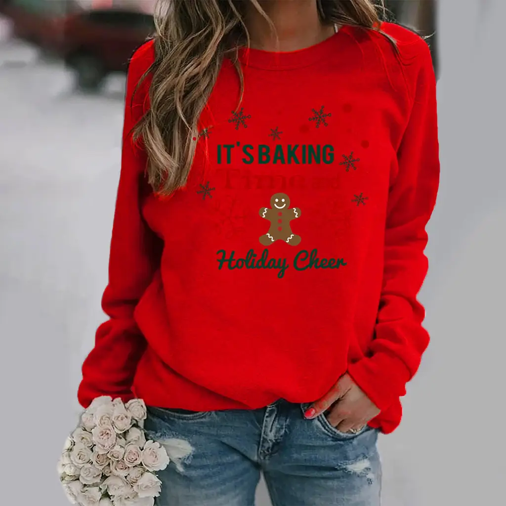 Women's Holiday Cheer Sweatshirt Yellow Round Neck - Image 5