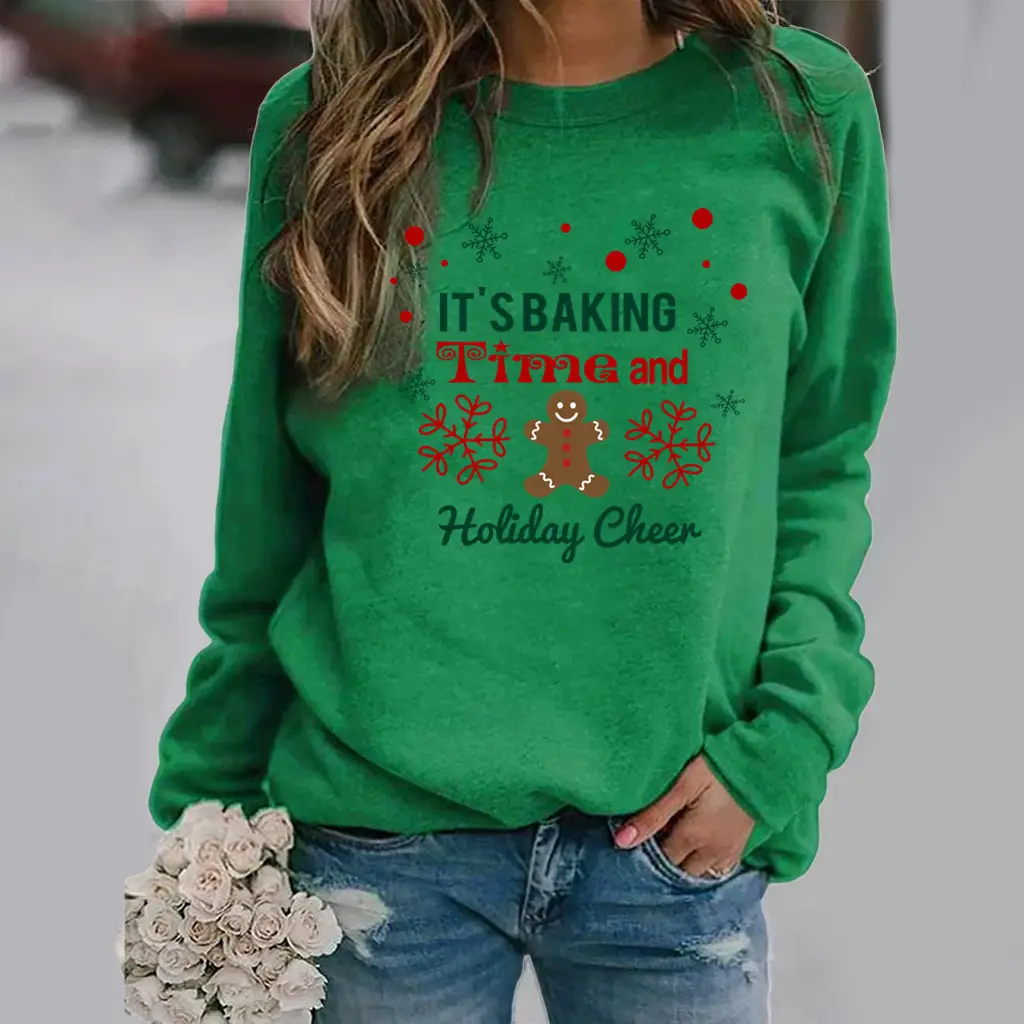 Women's Holiday Cheer Sweatshirt Yellow Round Neck - Image 8