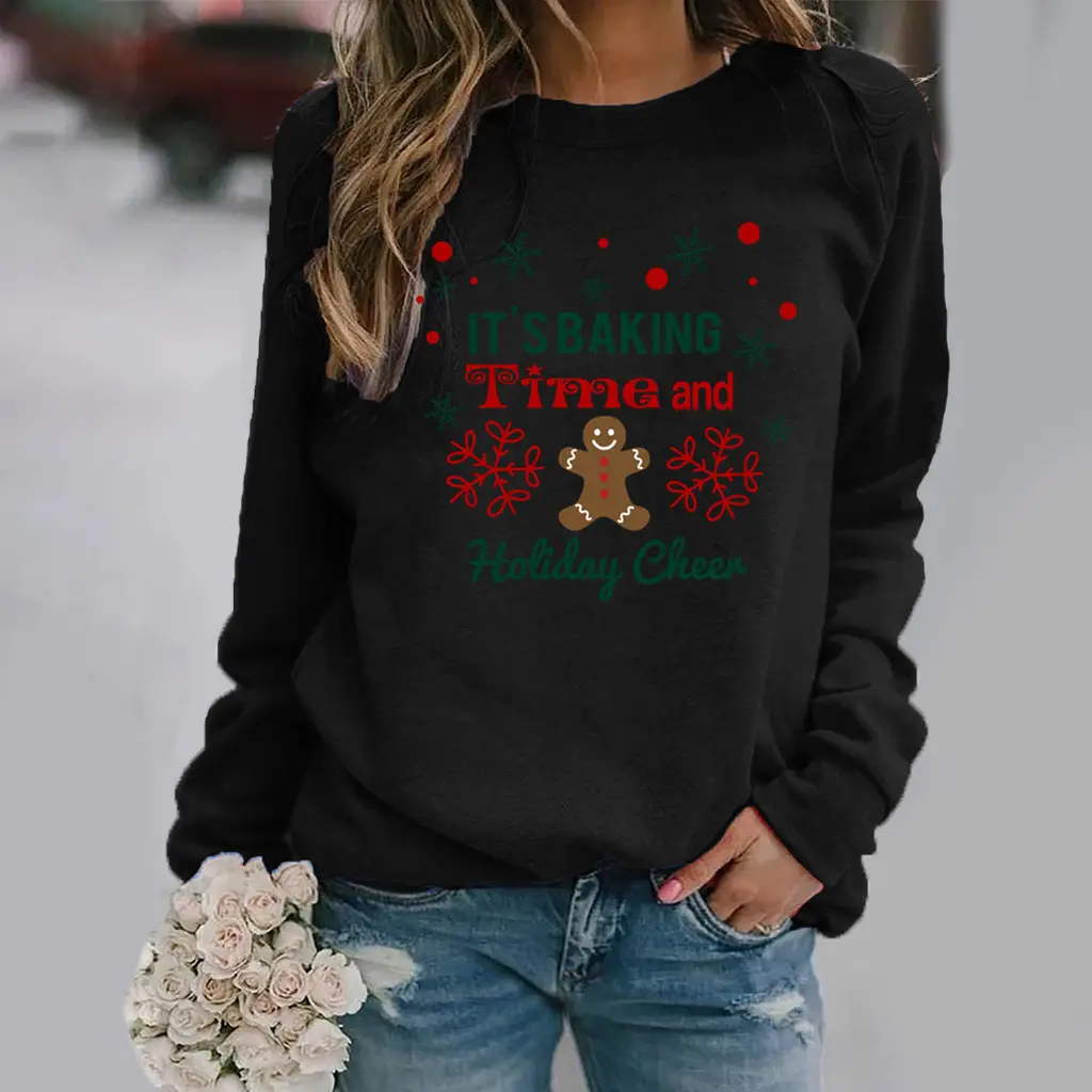 Women's Holiday Cheer Sweatshirt Yellow Round Neck - Image 9