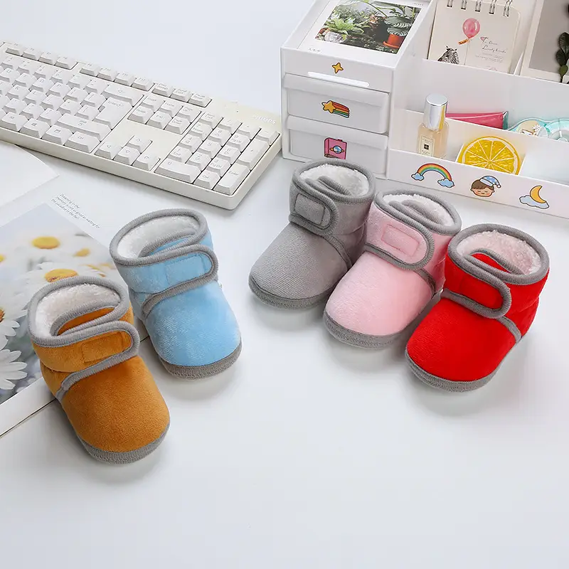 Winter Fleece Lined Baby Boots Grey Non-Slip — feature 2
