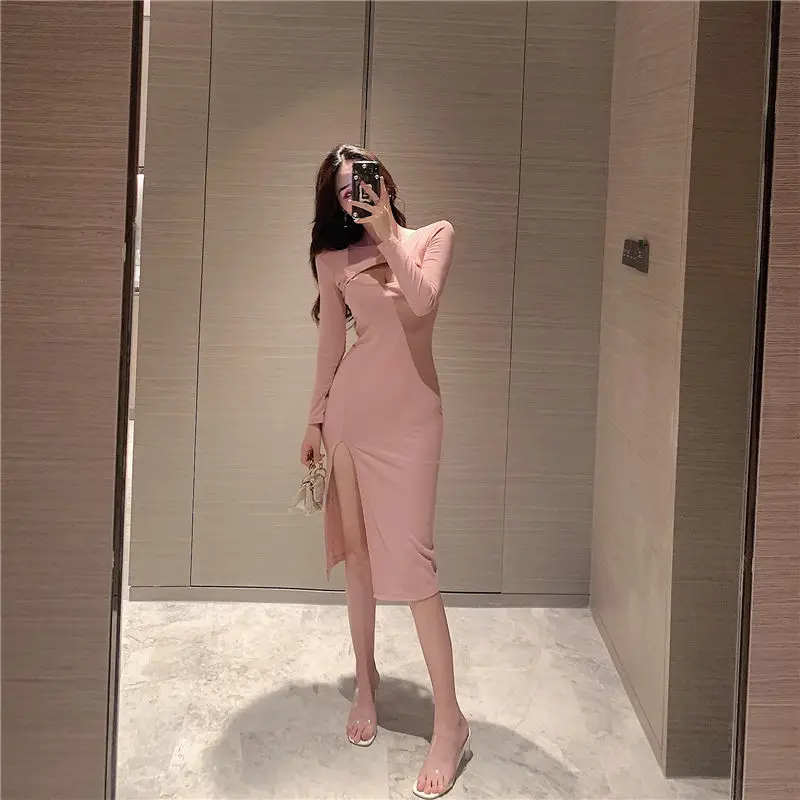 Black Cut Out Hip Skirt Women's Slimming Dress — feature 23