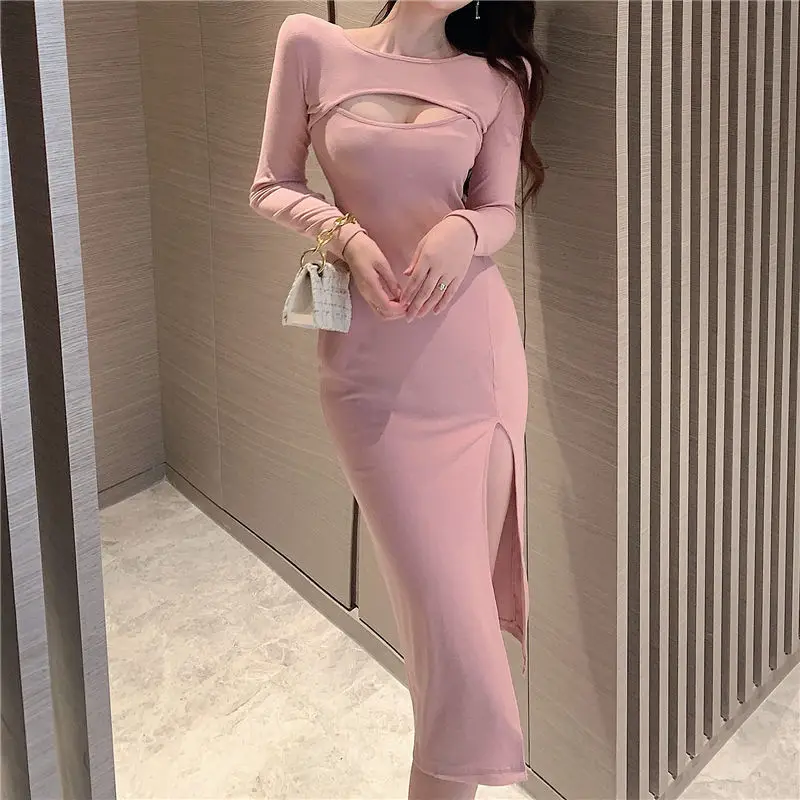 Black Cut Out Hip Skirt Women's Slimming Dress — feature 33
