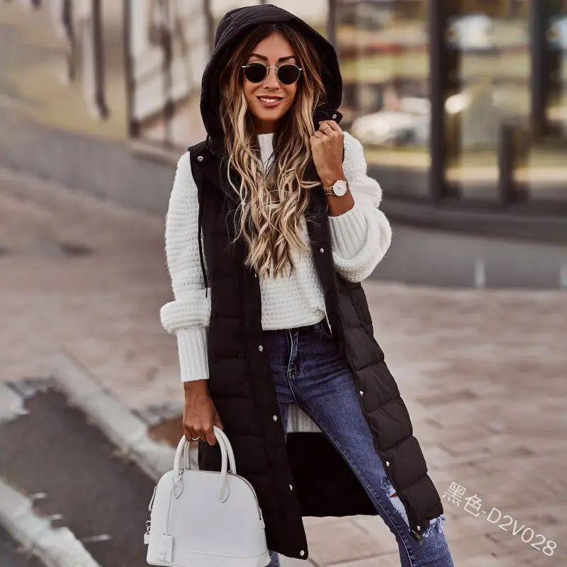 Pink Hooded Sleeveless Cardigan Jacket for Women - Image 4