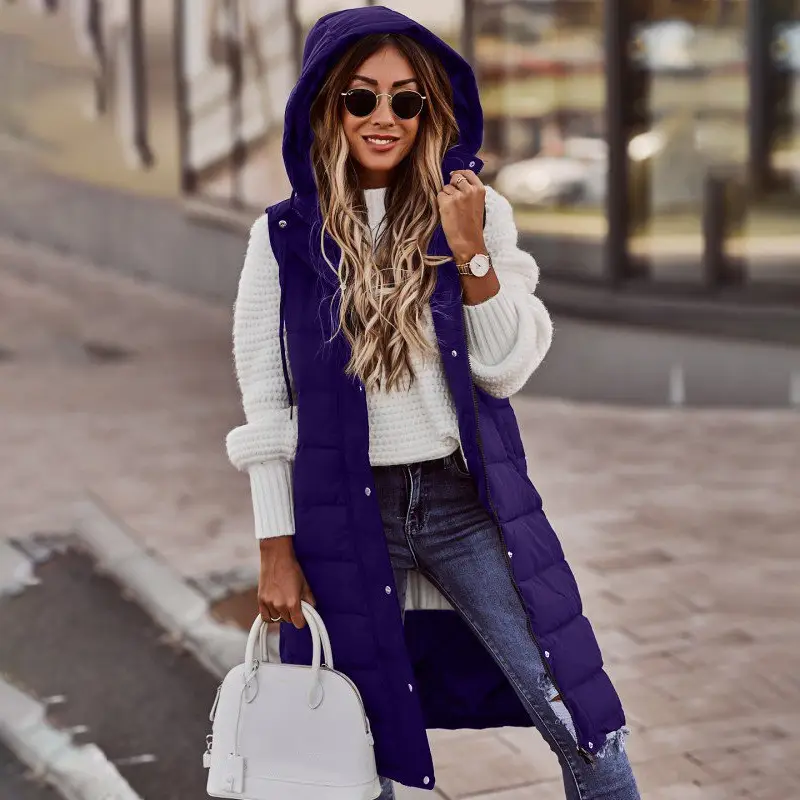 Pink Hooded Sleeveless Cardigan Jacket for Women - Image 2