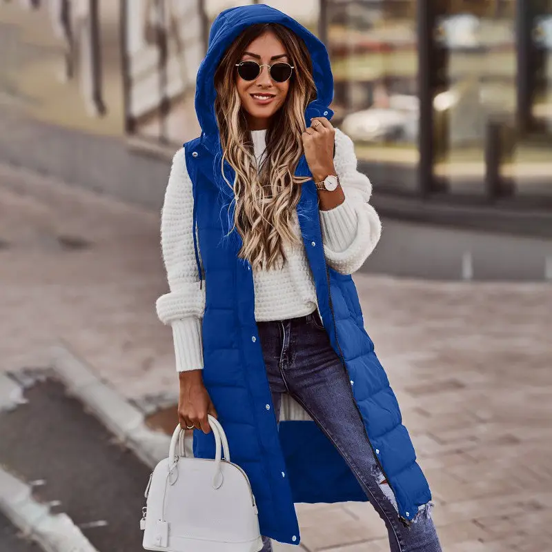 Pink Hooded Sleeveless Cardigan Jacket for Women - Image 6