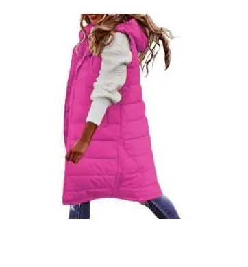 Pink Hooded Sleeveless Cardigan Jacket for Women - Image 11