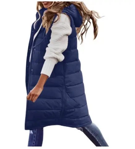 Pink Hooded Sleeveless Cardigan Jacket for Women - Image 12