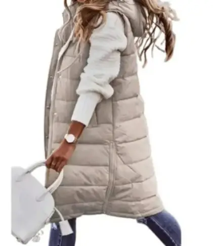 Pink Hooded Sleeveless Cardigan Jacket for Women - Image 14