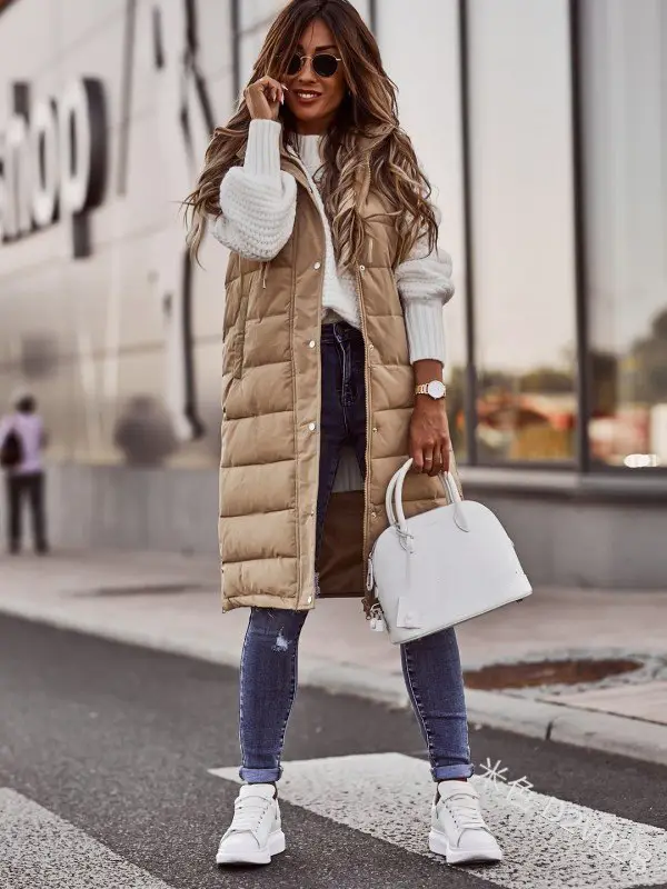 Pink Hooded Sleeveless Cardigan Jacket for Women - Image 5