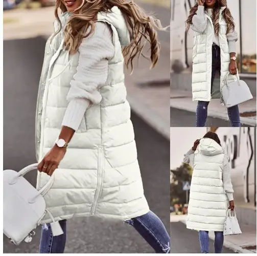 Pink Hooded Sleeveless Cardigan Jacket for Women - Image 7