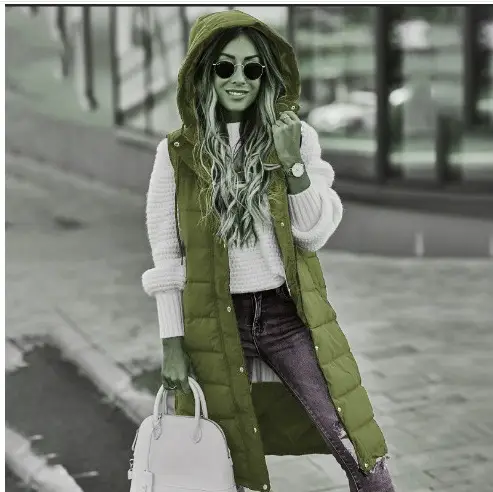 Pink Hooded Sleeveless Cardigan Jacket for Women - Image 8
