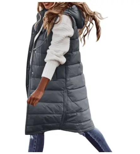 Pink Hooded Sleeveless Cardigan Jacket for Women - Image 9