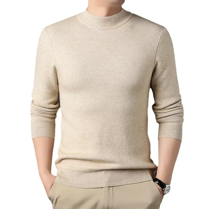 Men Grey Half-Turtleneck Knit Sweatshirt - Image 12