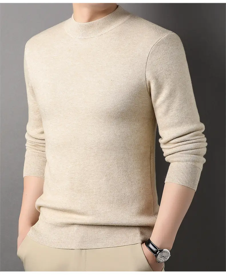 Men Grey Half-Turtleneck Knit Sweatshirt — feature 23