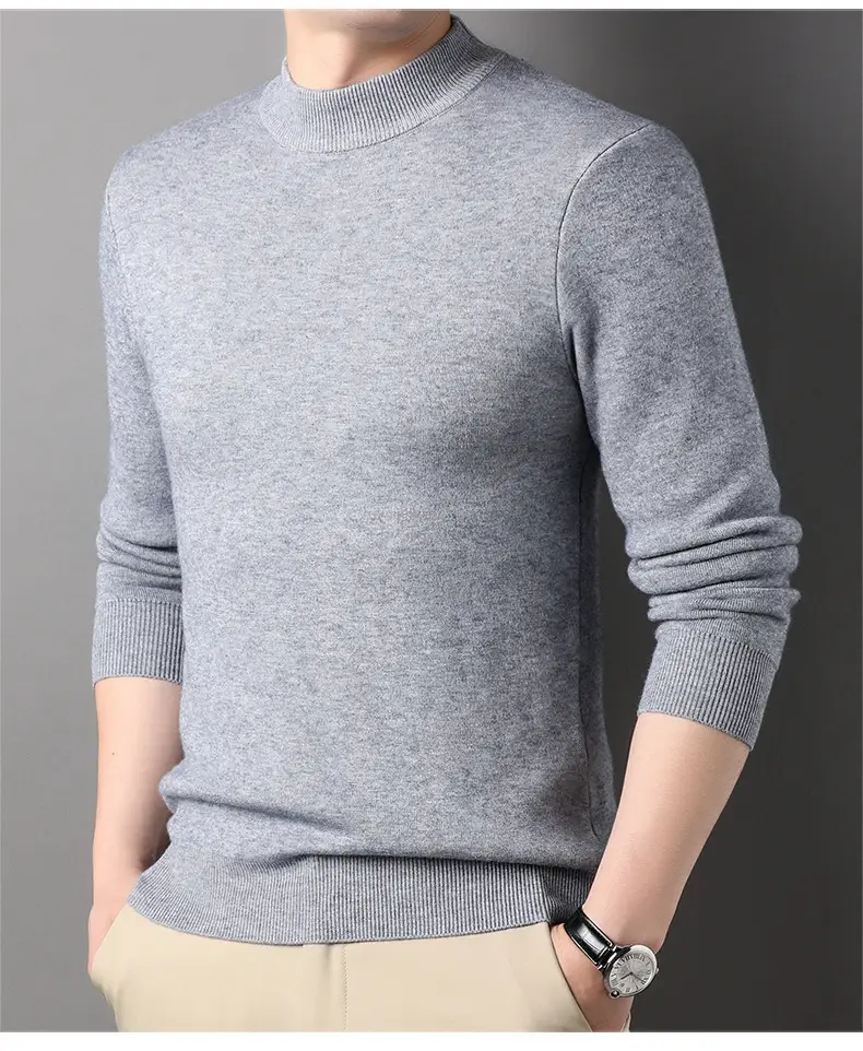 Men Grey Half-Turtleneck Knit Sweatshirt — feature 25
