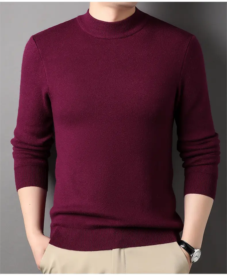 Men Grey Half-Turtleneck Knit Sweatshirt — feature 26