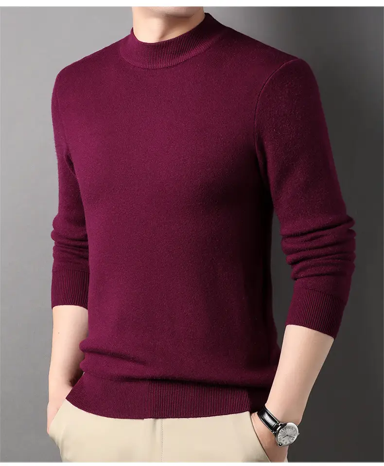 Men Grey Half-Turtleneck Knit Sweatshirt — feature 27