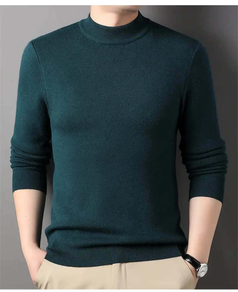 Men Grey Half-Turtleneck Knit Sweatshirt — feature 28