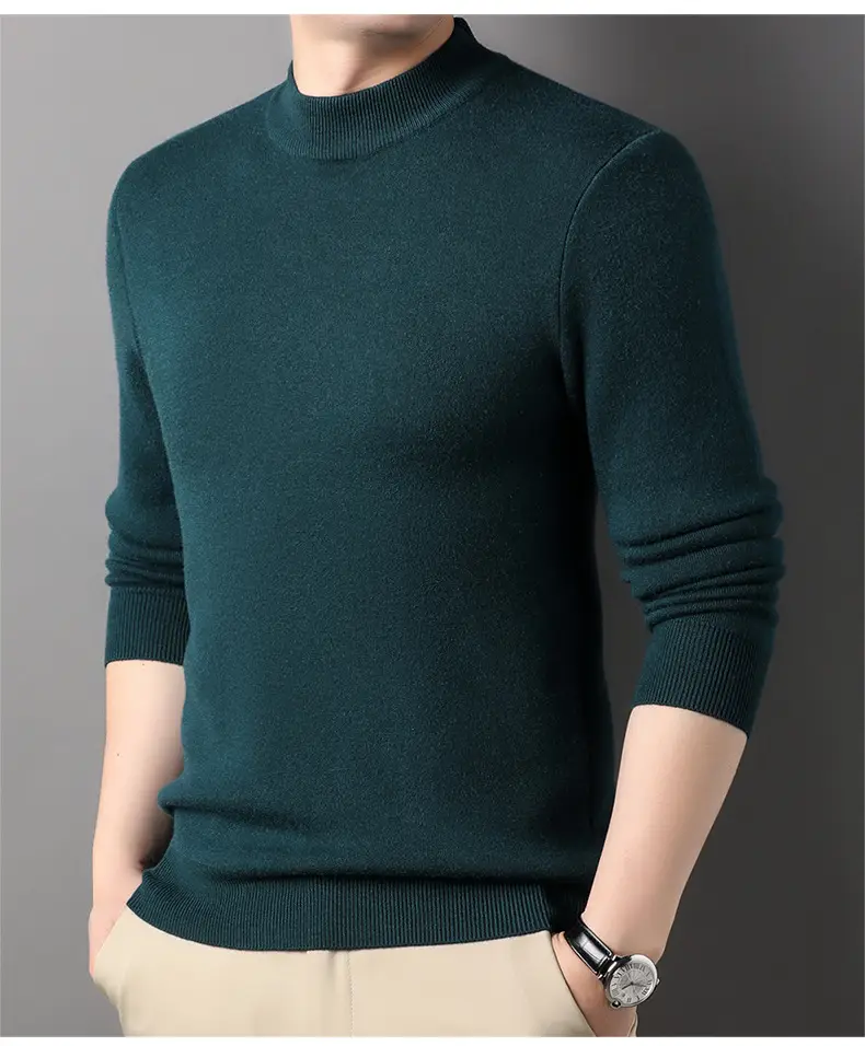 Men Grey Half-Turtleneck Knit Sweatshirt — feature 29