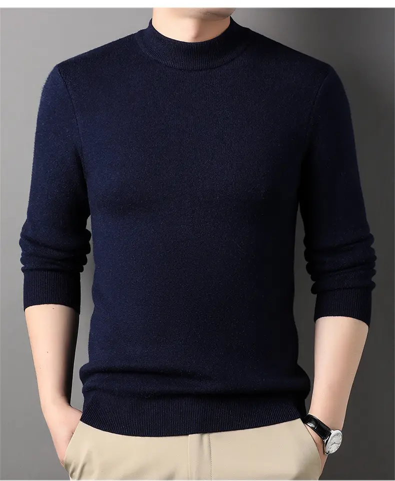 Men Grey Half-Turtleneck Knit Sweatshirt — feature 30