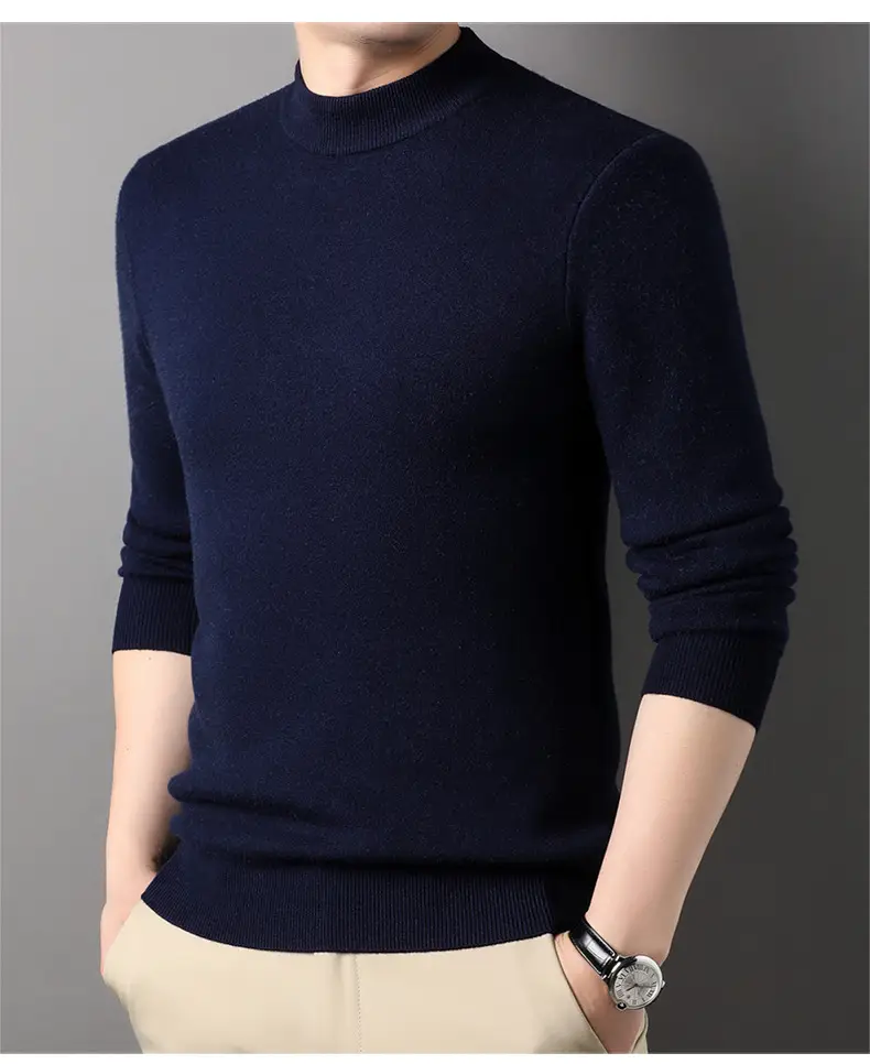 Men Grey Half-Turtleneck Knit Sweatshirt — feature 31