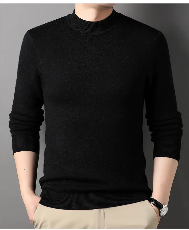 Men Grey Half-Turtleneck Knit Sweatshirt — feature 32