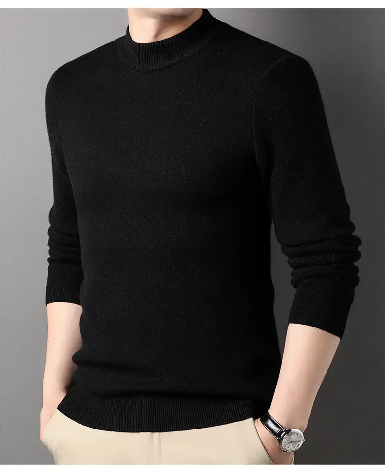 Men Grey Half-Turtleneck Knit Sweatshirt — feature 33