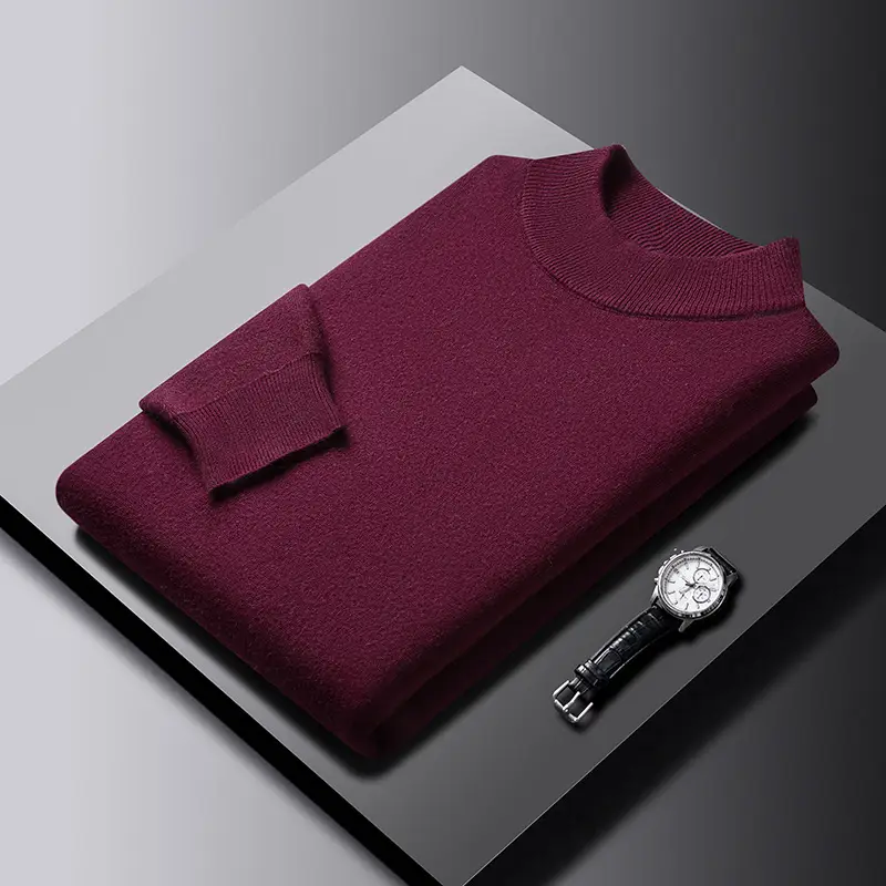 Men Grey Half-Turtleneck Knit Sweatshirt — feature 35