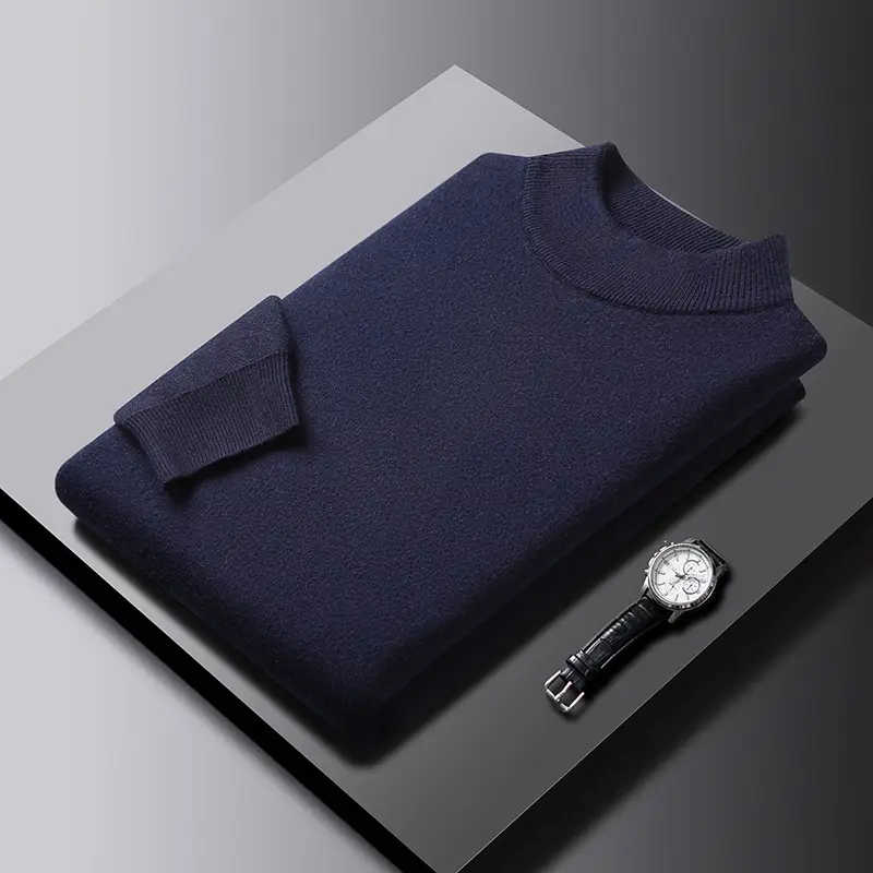 Men Grey Half-Turtleneck Knit Sweatshirt — feature 36