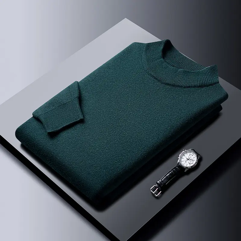 Men Grey Half-Turtleneck Knit Sweatshirt — feature 37
