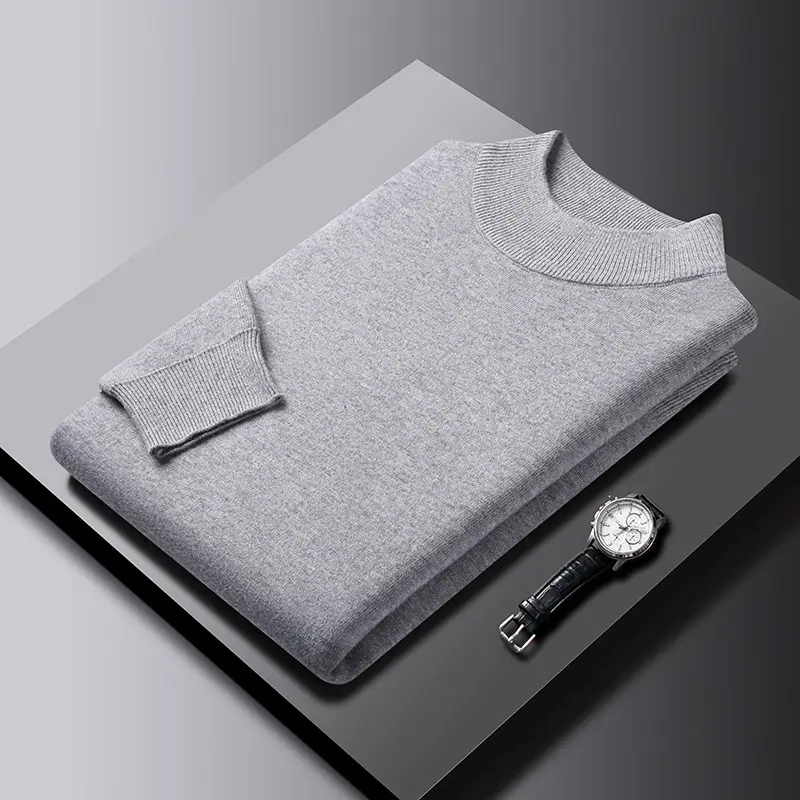 Men Grey Half-Turtleneck Knit Sweatshirt — feature 38