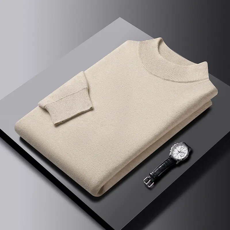 Men Grey Half-Turtleneck Knit Sweatshirt — feature 39