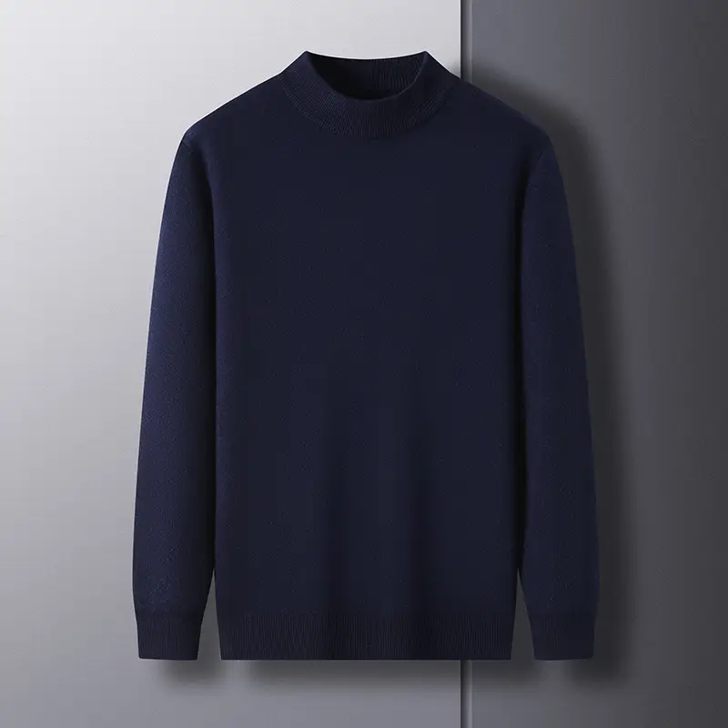 Men Grey Half-Turtleneck Knit Sweatshirt — feature 43