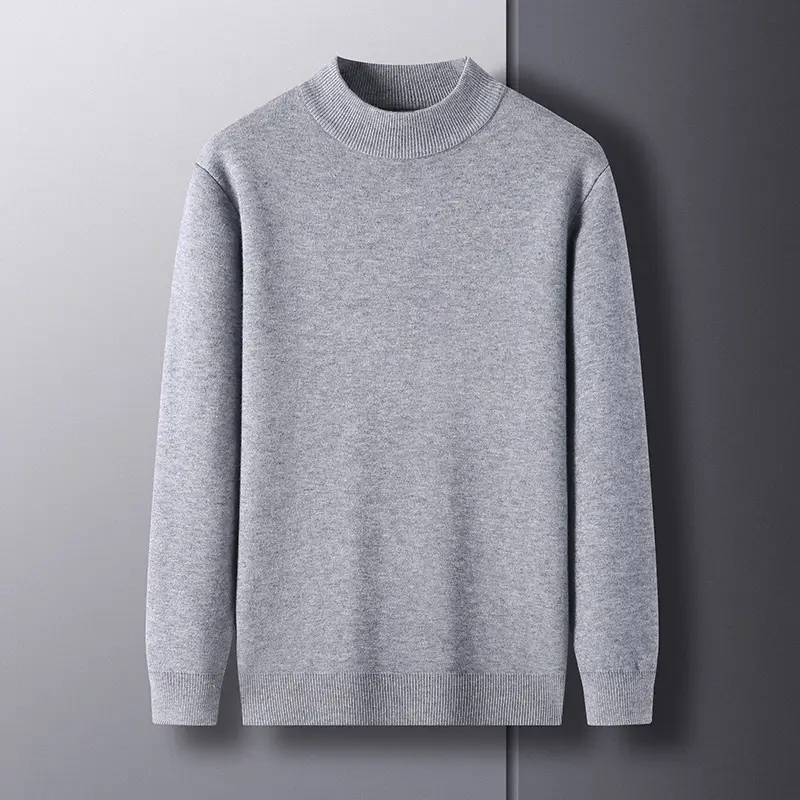 Men Grey Half-Turtleneck Knit Sweatshirt — feature 45