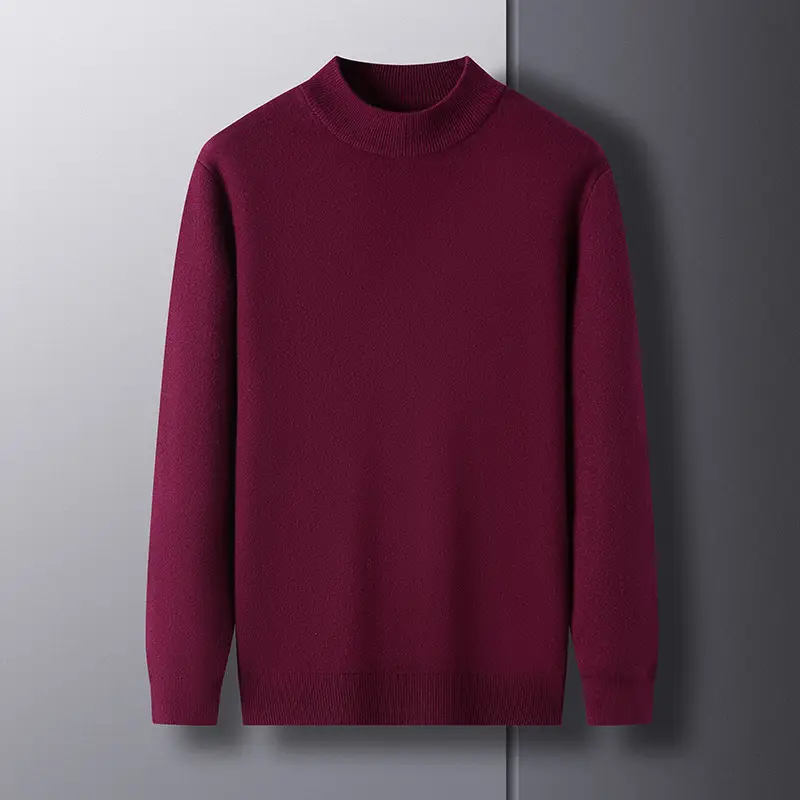 Men Grey Half-Turtleneck Knit Sweatshirt - Image 4