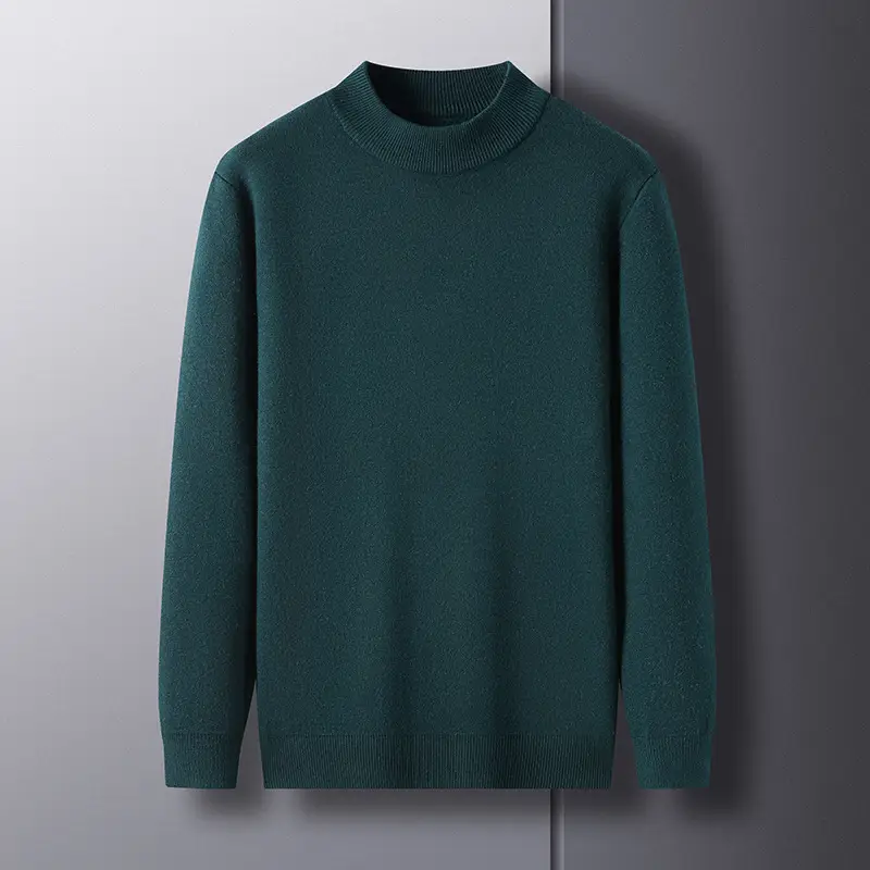 Men Grey Half-Turtleneck Knit Sweatshirt - Image 5
