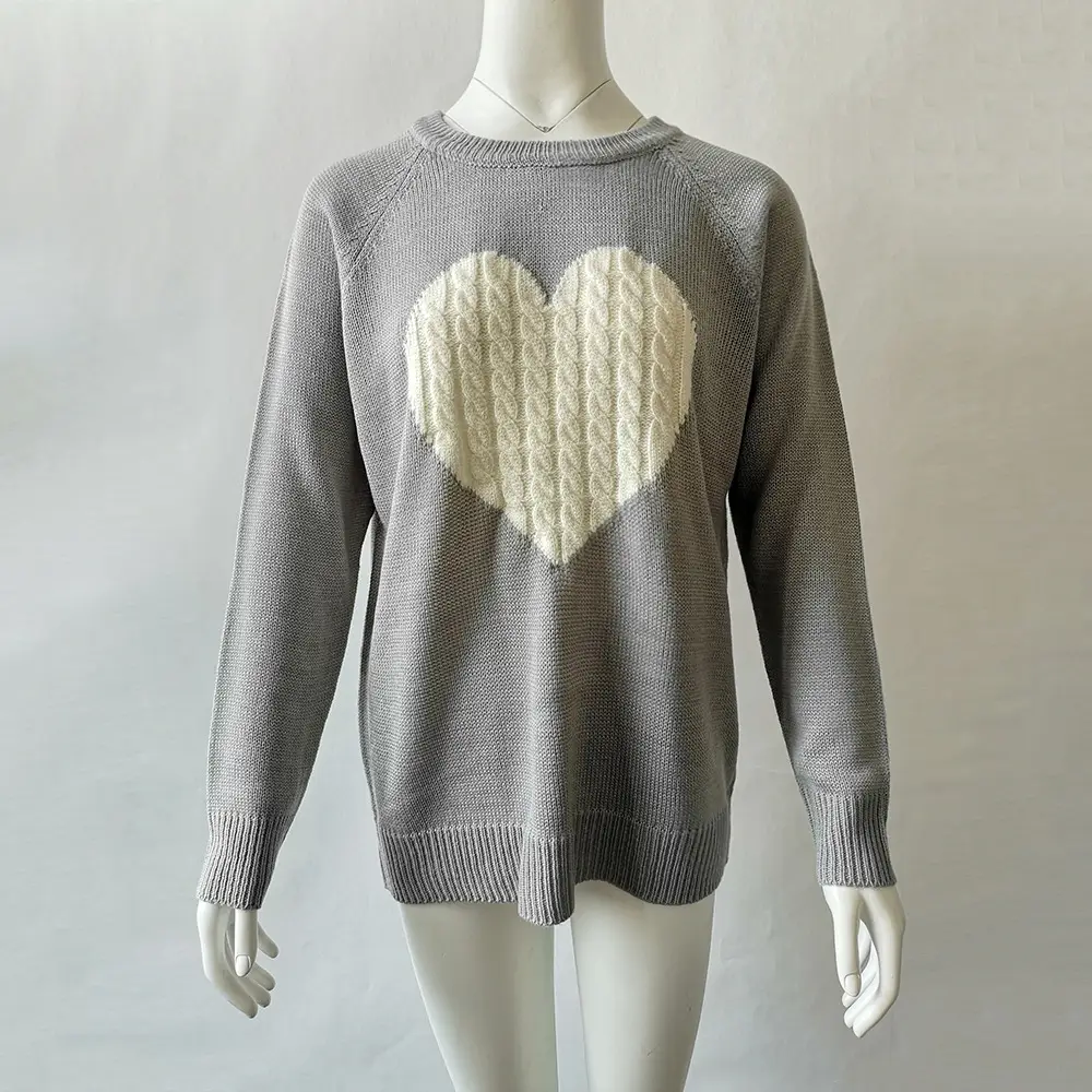 Black Heart Print Women's Sweater Large Size - Image 4