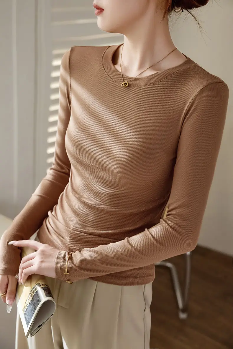Women's 300g Cotton Long Sleeve Slim Top T-Shirt — feature 33