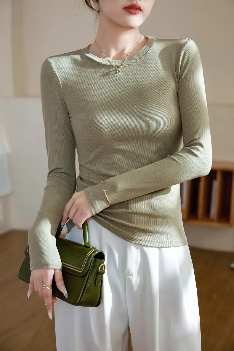 Women's 300g Cotton Long Sleeve Slim Top T-Shirt — feature 7