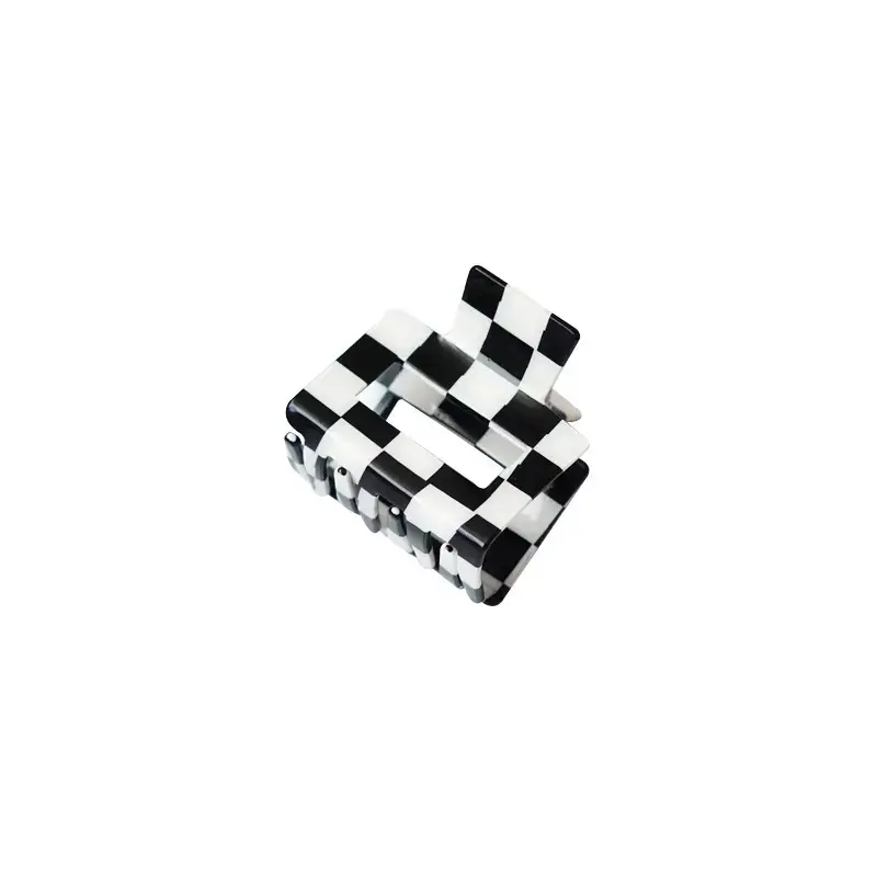 Cross Checkerboard Hair Grab Clip with Acrylic Finish - Image 50