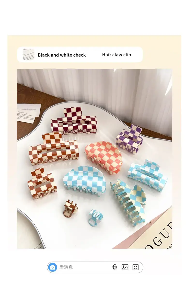 Cross Checkerboard Hair Grab Clip with Acrylic Finish — feature 2