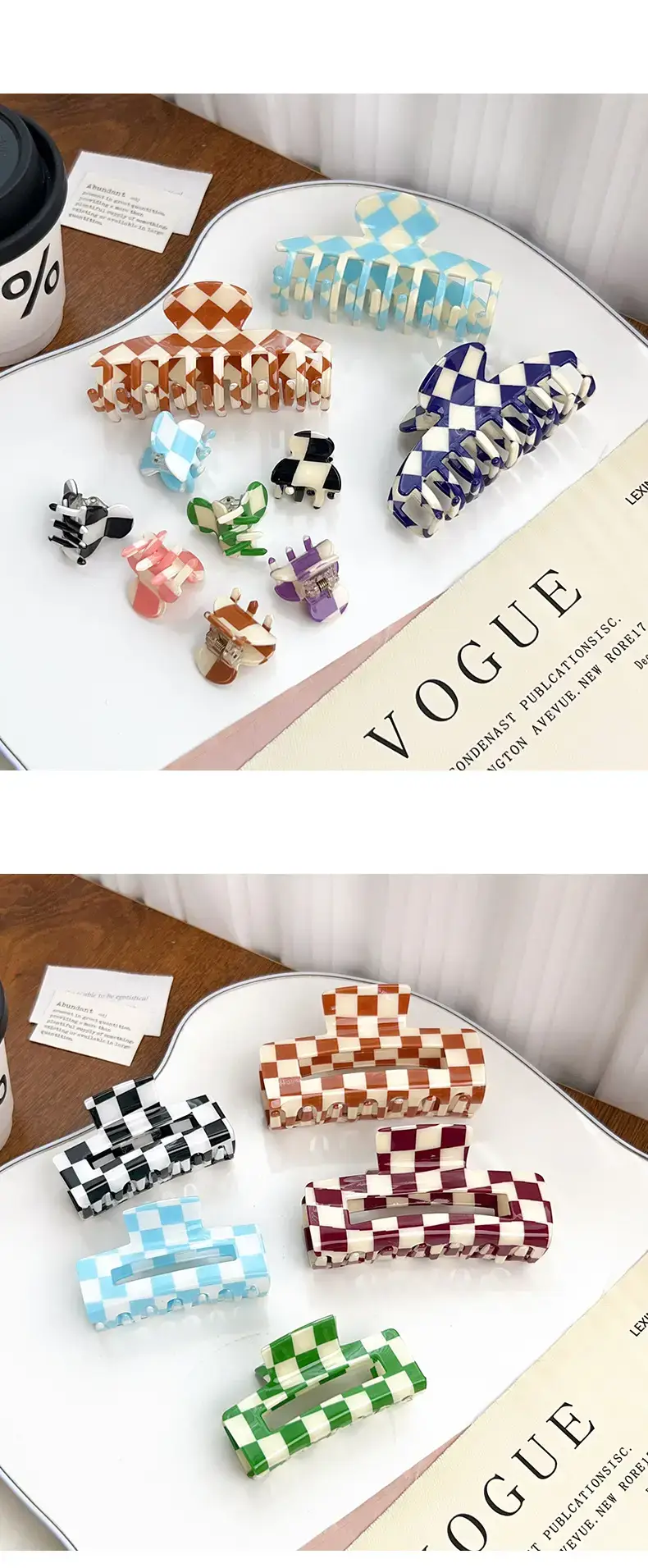 Cross Checkerboard Hair Grab Clip with Acrylic Finish — feature 4