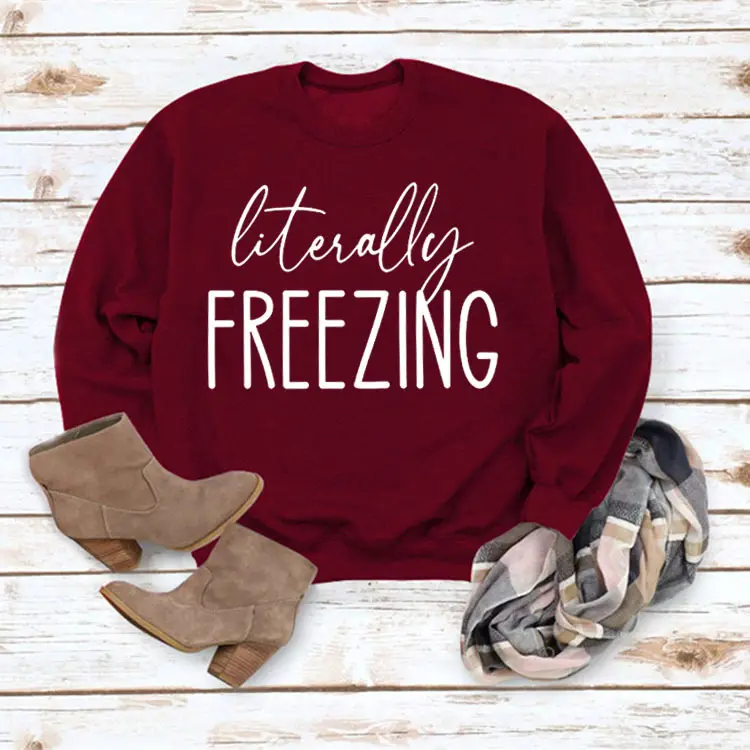 Green "Literally Freezing" Pullover Sweatshirt - Image 7