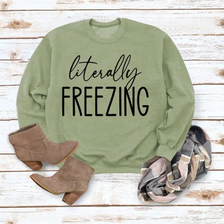 Green "Literally Freezing" Pullover Sweatshirt - Image 8