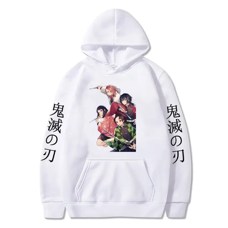 Anime Ghost Fleece Hoodie Grey Autumn Winter - Image 11