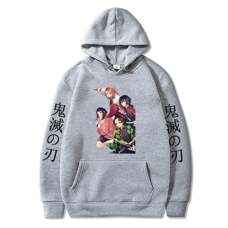 Anime Ghost Fleece Hoodie Grey Autumn Winter - Image 14